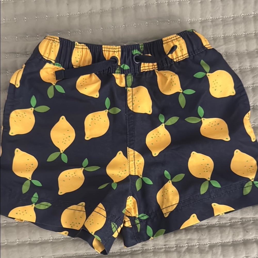 Lemon Print Navy Swim Shorts